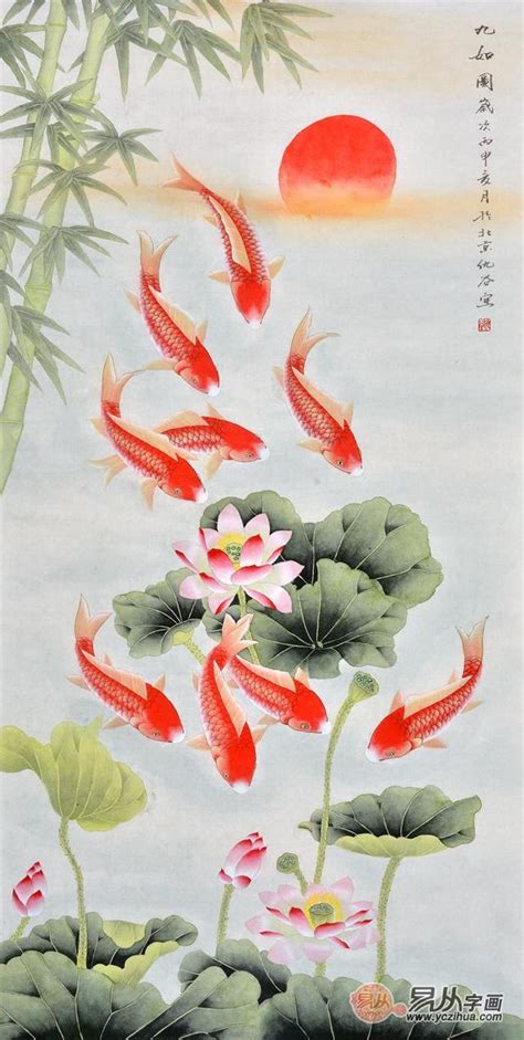 九鯉魚圖|【九鯉魚】點綴家居好運降臨！九鯉魚圖招財納福、趨吉避兇的風。